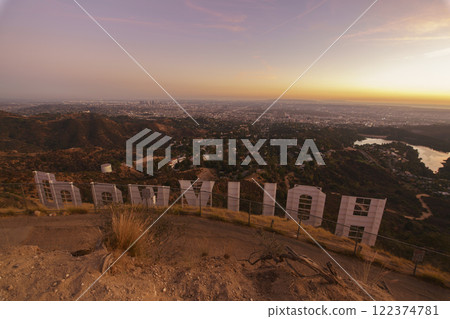 Hollywood Sign Panorama Sunset Cityscape 15mm Hollywood Sign Panorama Sunset Cityscape 15mm 122374781