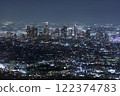 Los Angeles Downtown Skyscraper from Hollywood Hills at Night 200mm 122374783