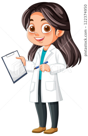 Young Scientist with Clipboard Illustration Young Scientist with Clipboard Illustration 122374950
