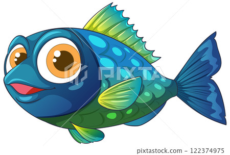 Colorful Cartoon Fish Illustration Colorful Cartoon Fish Illustration 122374975