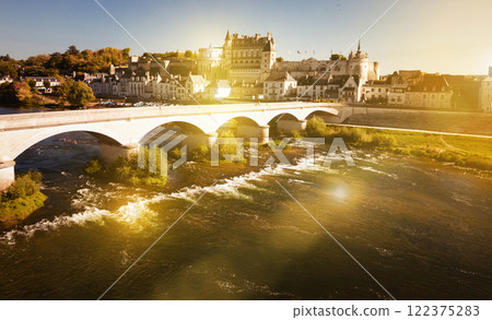 View of medieval castle Chateau in Amboise View of medieval castle Chateau in Amboise 122375283