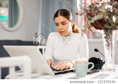 Woman working from home having video conference 122375430