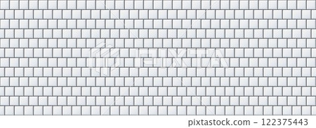 Seamless grey tile pattern. Square ceramic tiled texture for bathroom wall, kitchen floor, pool surface. Repeating gray mosaic grid background. Repeated light brick backdrop. Vector wallpaper 122375443