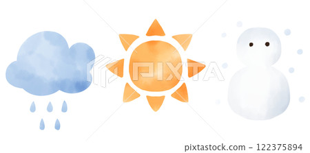 水彩風格天氣圖示集 122375894