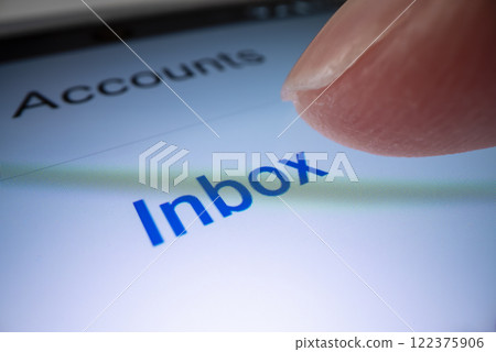 Close-up view of clicking the inbox button in an email app 122375906