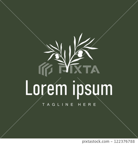 simple olive logo design olive fruit plant symbol of beauty and spa business brand template 122376788