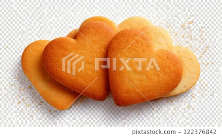 White background Heart-shaped cookies 122376842