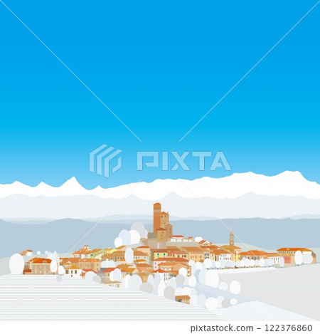 Serralunga d'alba, Piemonte, Italy, Winter 122376860