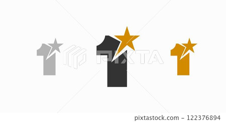 Star One logo design is modern and unique with black and gold accents. 122376894