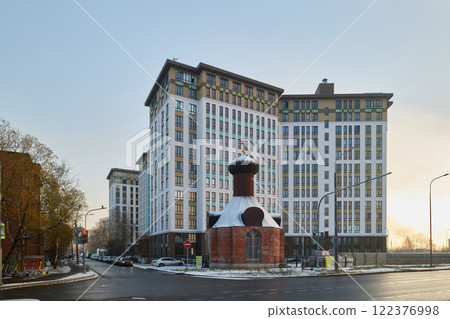 The blend of Modern Urban Architecture seamlessly integrates with Historical Elements The blend of Modern Urban Architecture seamlessly integrates with Historical Elements 122376998