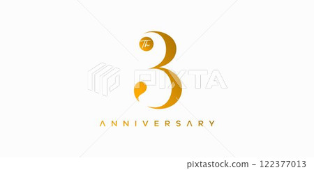 Elegant and professional 3st anniversary logo design with gold accents Elegant and professional 3st anniversary logo design with gold accents 122377013