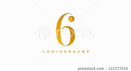 Elegant and professional 6st anniversary logo design with gold accents Elegant and professional 6st anniversary logo design with gold accents 122377016