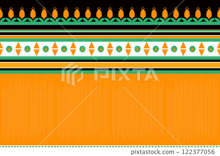 Geometric ethnic pattern, Navajo, Native American tribal fabric design. 122377056