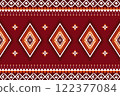 Geometric ethnic pattern, Navajo, Native American tribal fabric design. 122377084