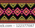 Geometric ethnic pattern, Navajo, Native American tribal fabric design. 122377087