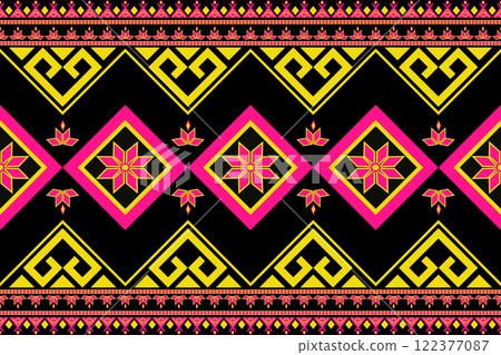 Geometric ethnic pattern, Navajo, Native American tribal fabric design. Geometric ethnic pattern, Navajo, Native American tribal fabric design. 122377087