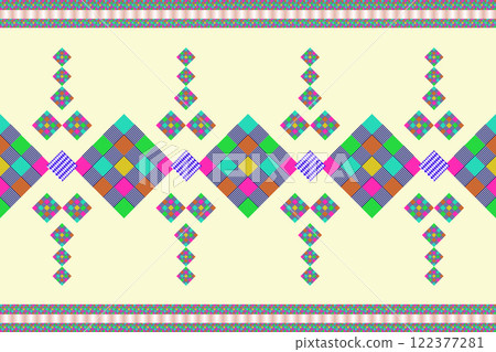 Geometric ethnic pattern, Navajo, Native American tribal fabric design. Geometric ethnic pattern, Navajo, Native American tribal fabric design. 122377281
