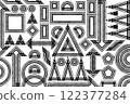 Geometric ethnic pattern, Navajo, Native American tribal fabric design. 122377284