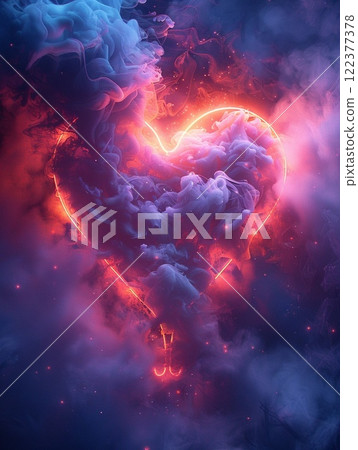 Heart Valentine Neon Sign Dark Smoke 122377378