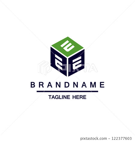 E cube blue logo. Building Logo. E monogram E cube blue logo. Building Logo. E monogram 122377603