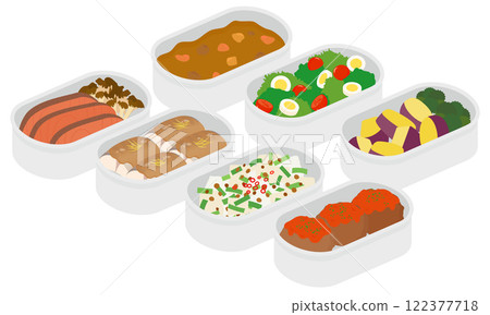 Prepared side dishes in storage containers Prepared side dishes in storage containers 122377718