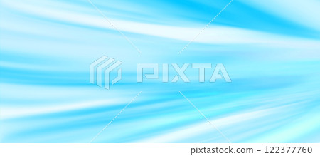 A horizontal image with a cool light blue breeze-like wave pattern passing through a white background (banner size, retouched and color processed material) 122377760
