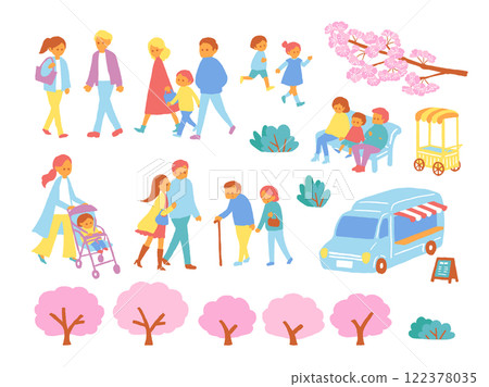 Cherry blossoms and people going out Cherry blossoms and people going out 122378035