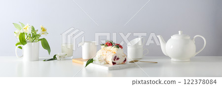 Meringue roll, concept of tasty and delicious food Meringue roll, concept of tasty and delicious food 122378084