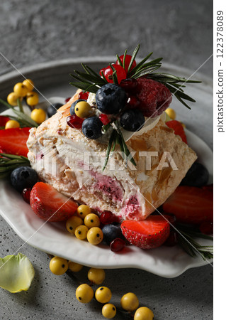 Meringue roll, concept of tasty and delicious food Meringue roll, concept of tasty and delicious food 122378089