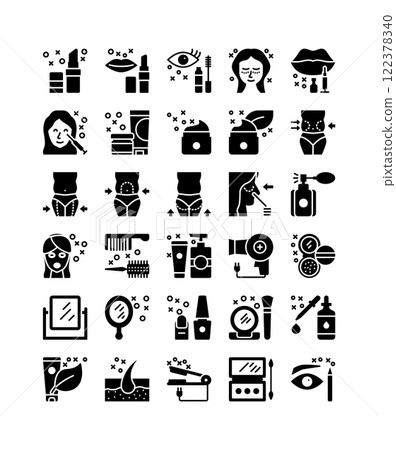 cosmetic beauty solid glyph icon set vector illustration cosmetic beauty solid glyph icon set vector illustration 122378340