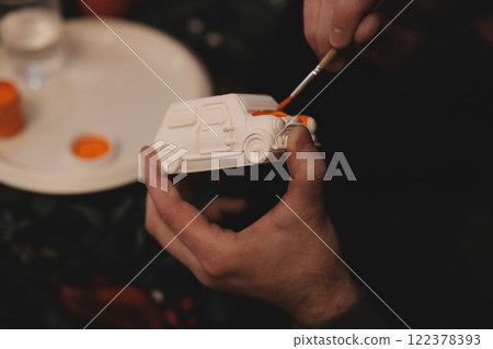 An Imaginative and Creative Painting of a Detailed Ceramic Car Model for Artistic Expression An Imaginative and Creative Painting of a Detailed Ceramic Car Model for Artistic Expression 122378393