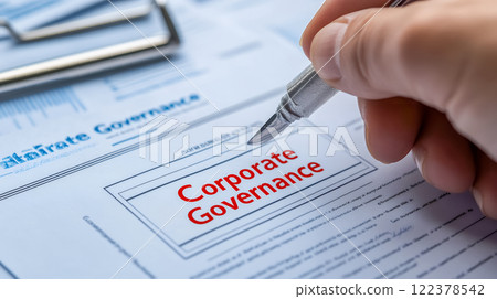 Businessmen signing corporate governance documents 122378542