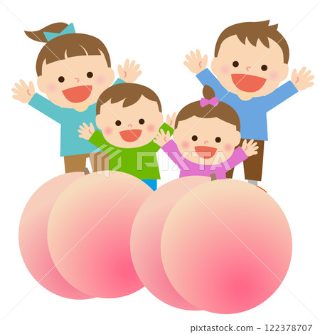 Momo and smiling children: illustration material Momo and smiling children: illustration material 122378707