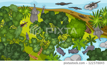 Wildlife in a Vibrant Jungle Scene 122378843
