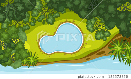 Aerial View of Forest and Pond Aerial View of Forest and Pond 122378856
