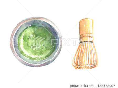 抹茶和茶的插圖 122378907