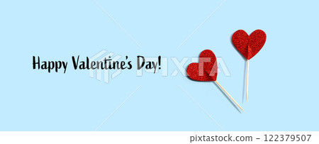 Valentines Day message with red glitter heart picks 122379507