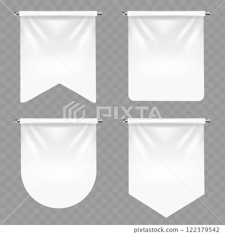 Blank White Fabric Banner Set with Metal Rods Vector 122379542