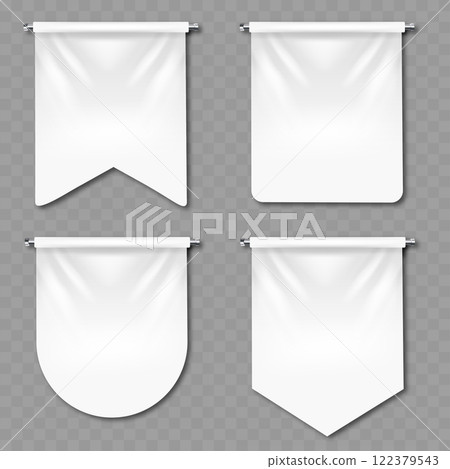 Blank White Fabric Banner Set with Metal Rods Vector 122379543