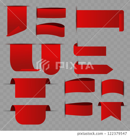 Realistic Red Ribbon Tags and Banners Collection on Transparent Background Vector Realistic Red Ribbon Tags and Banners Collection on Transparent Background Vector 122379547