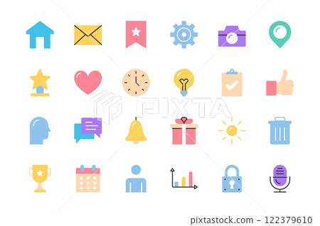 Colored Line Icons 122379610