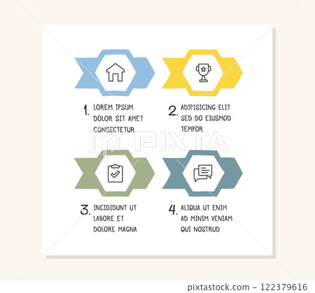 Hand Drawn Infographic Template with 4 Arrows Hand Drawn Infographic Template with 4 Arrows 122379616