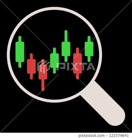 Candlestick Chart inside Magnifier vector Investing and Trading colored icon or logo element Candlestick Chart inside Magnifier vector Investing and Trading colored icon or logo element 122379641