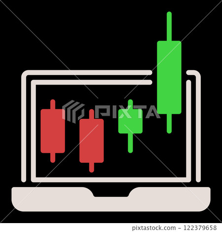 Candlestick Pattern on Laptop Screen vector Margin Trading colored icon or sign 122379658