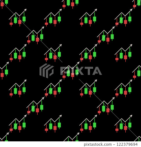 Arrow with Candlestick Chart vector Technical Analysis colored seamless pattern 122379694