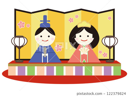 Hinamatsuri 插圖可愛的 Hina 娃娃 122379824