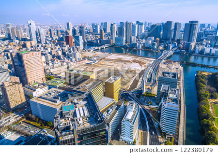 Tokyo cityscape in Japan: Reiwa 7, a new era. View of the former Tsukiji Market site, etc., to be redeveloped... = January 23rd 122380179