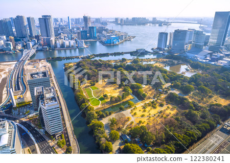 Tokyo cityscape in Japan: Reiwa 7, a new era. View of the former Tsukiji Market site, etc., to be redeveloped... = January 23rd 122380241