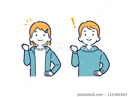 Illustration set of energetic boys and girls full of motivation Illustration set of energetic boys and girls full of motivation 122380363
