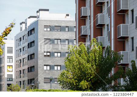 Overview of buildings with individual dwellings for private use in a city. Overview of buildings with individual dwellings for private use in a city. 122380447